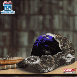 Custom Name NFL Ravens Punisher Skull Baseball Cap