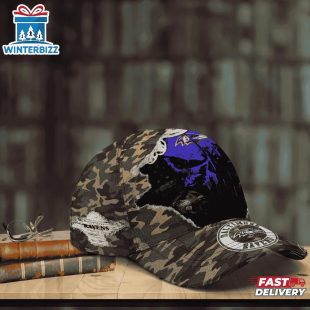 Custom Name NFL Ravens Punisher Skull Baseball Cap