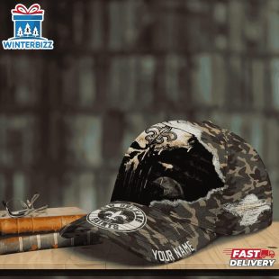 Custom Name NFL Saints Punisher Skull Baseball Cap