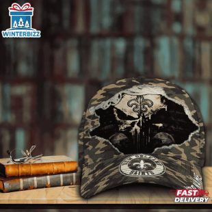 Custom Name NFL Saints Punisher Skull Baseball Cap