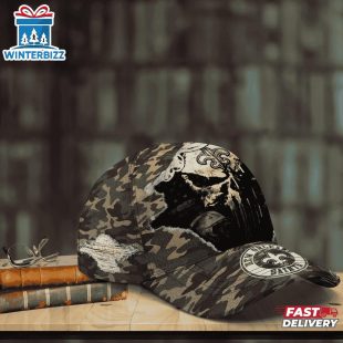 Custom Name NFL Saints Punisher Skull Baseball Cap