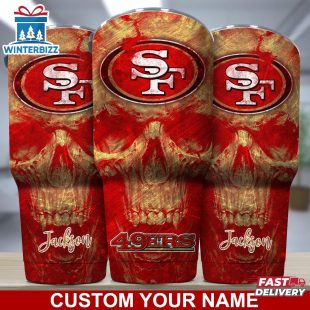 Custom Name NFL San Francisco 49ers NFL Skull Tumbler For Sports Fan