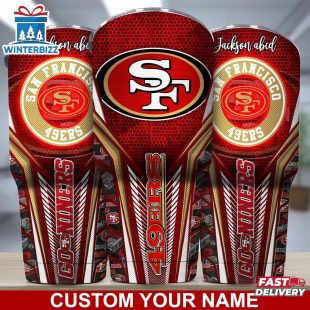 Custom Name NFL San Francisco 49ers Sport Team Football Tumbler For Fans