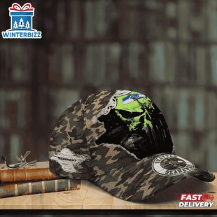 Custom Name NFL Seahawks Punisher Skull Baseball Cap