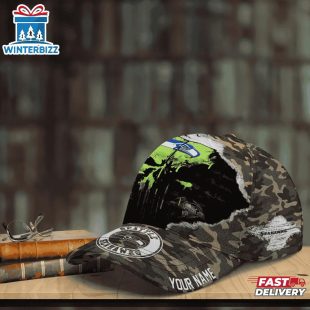 Custom Name NFL Seahawks Punisher Skull Baseball Cap