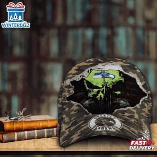 Custom Name NFL Seahawks Punisher Skull Baseball Cap