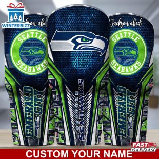 Custom Name NFL Seattle Seahawks Sport Team Football Tumbler For Fans