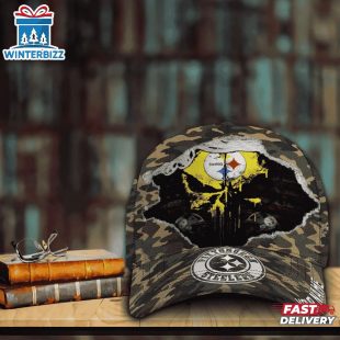 Custom Name NFL Steelers Punisher Skull Baseball Cap