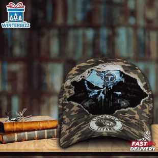 Custom Name NFL Titans Punisher Skull Baseball Cap