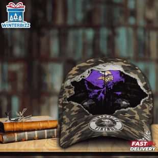 Custom Name NFL Vikings Punisher Skull Baseball Cap