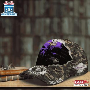 Custom Name NFL Vikings Punisher Skull Baseball Cap
