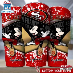Custom Name San Francisco 49ers NFL Logo Mickey Mouse Tumbler For Fans