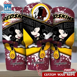 Custom Name Washington Redskins NFL Logo Mickey Mouse Tumbler For Fans