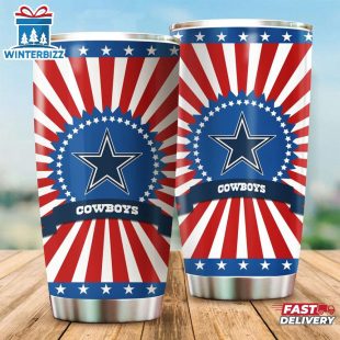 Dallas Cowboys USA Flag Pattern Independence Day Tumbler