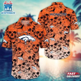 Denver Broncos Skull Pattern NFL Hawaiian Shirt