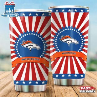 Denver Broncos USA Flag Pattern Independence Day Tumbler