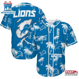 Detroit Lions Palm Tree Pattern Baseball Jersey Shirts