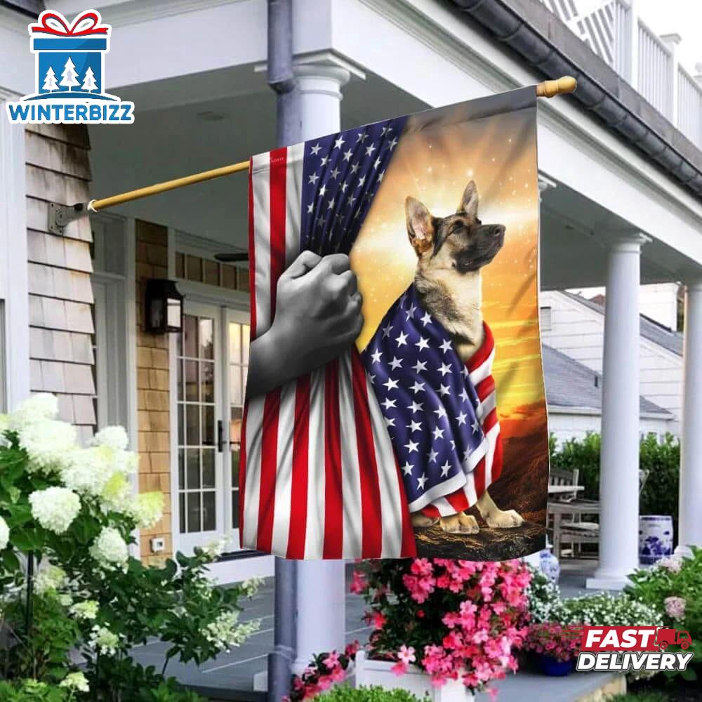 German Shepherd Christian Cross House And Garden Flag German Shepherd Christian Cross House And Garden Flag