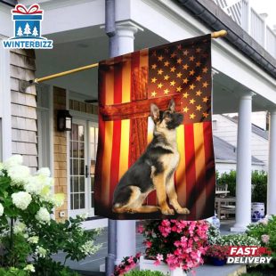 German Shepherd Jesus Cross American House And Garden Flag