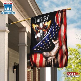 God Bless America. Christian Cross Garden And House Flag