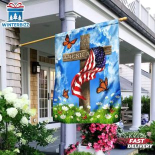 God Bless America Christian US House And Garden Flag
