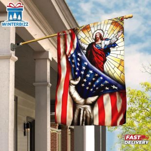 God Jesus Christian American Garden And House Flag