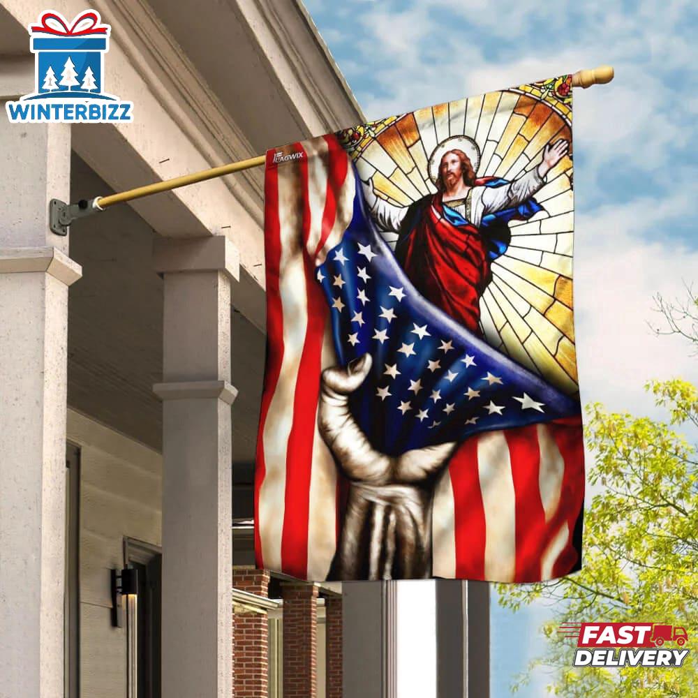 God Jesus Christian American Garden And House Flag God Jesus Christian American Garden And House Flag