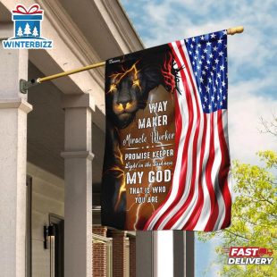 God Jesus Christian American House Flags And Jesus Way Maker And Miracle Worker Garden And House Flag