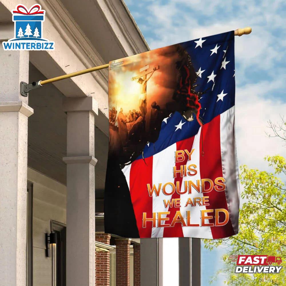 God Jesus Christian By His Wounds Garden And House Flag God Jesus Christian By His Wounds Garden And House Flag