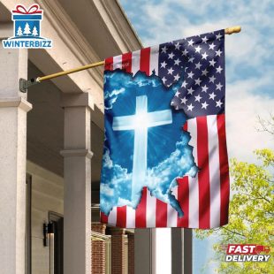 God Jesus Christian Cross Garden And House Flag