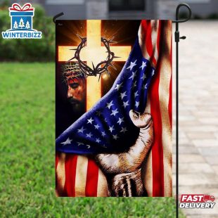 God Jesus Cross American US Garden And House Flag