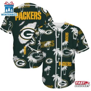 Green Bay Packers Palm Tree Pattern Baseball Jersey Shirts