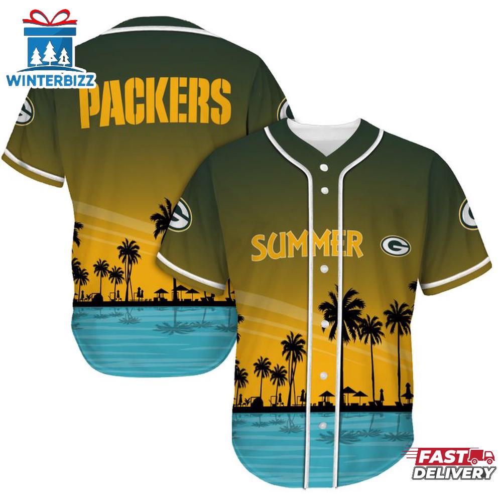 Green Bay Packers Summer On The Beach Baseball Jersey Green Bay Packers Summer On The Beach Baseball Jersey