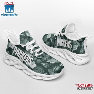 Green Bay Packers Tropical Flowers NFL Max Soul Shoes For Fans