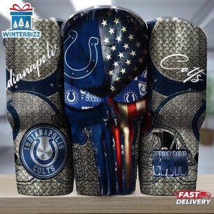 Indianapolis Colts NFL Skull Iron Pattern Tumbler