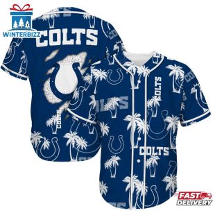 Indianapolis Colts Palm Tree Pattern Baseball Jersey Shirts