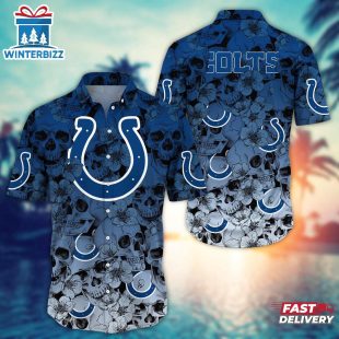 Indianapolis Colts Skull Pattern NFL Hawaiian Shirt