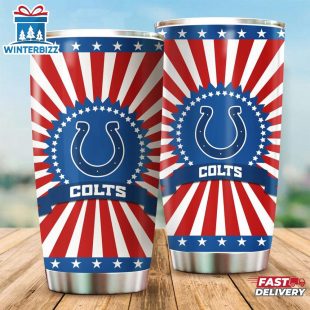 Indianapolis Colts USA Flag Pattern Independence Day Tumbler