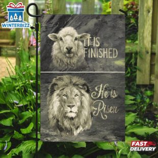 It Is Finished He Is Risen Flag - Lion Flag - Christian's House And Garden Flag