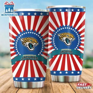 Jacksonville Jaguars USA Flag Pattern Independence Day Tumbler