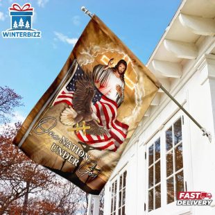 Jesus And Eagle One Nation Under God Jesus House And Garden Flag