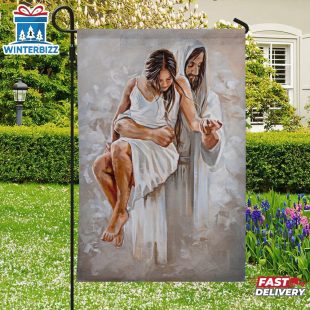 Jesus And Girl House And Garden Flag