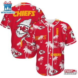 Kansas City Chiefs Palm Tree Pattern Baseball Jersey Shirts