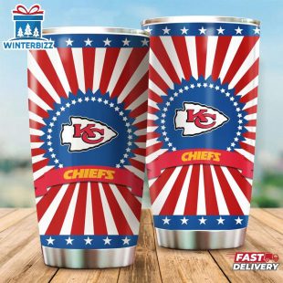 Kansas City Chiefs USA Flag Pattern Independence Day Tumbler