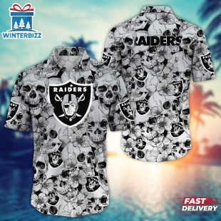 Las Vegas Raiders Skull Pattern NFL Hawaiian Shirt
