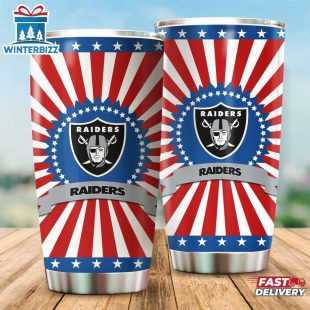Las Vegas Raiders USA Flag Pattern Independence Day Tumbler