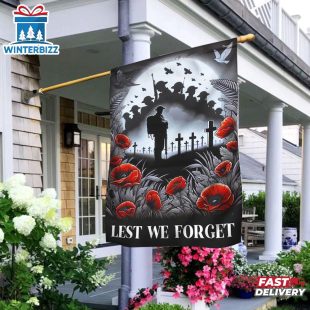 Lest We Forget Poppy Flowers Christian Cross House And Garden Flag Decor