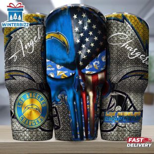 Los Angeles Chargers NFL Skull Iron Pattern Tumbler
