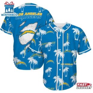 Los Angeles Chargers Palm Tree Pattern Baseball Jersey Shirts