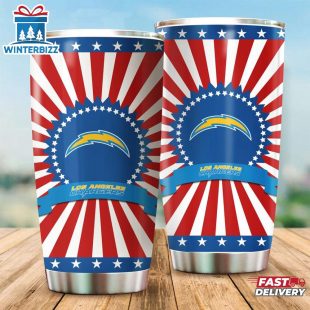 Los Angeles Chargers USA Flag Pattern Independence Day Tumbler